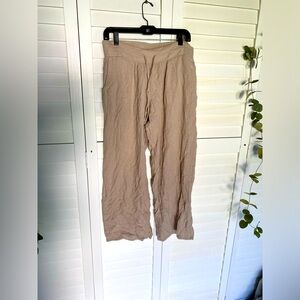 Cream linen flowy pants